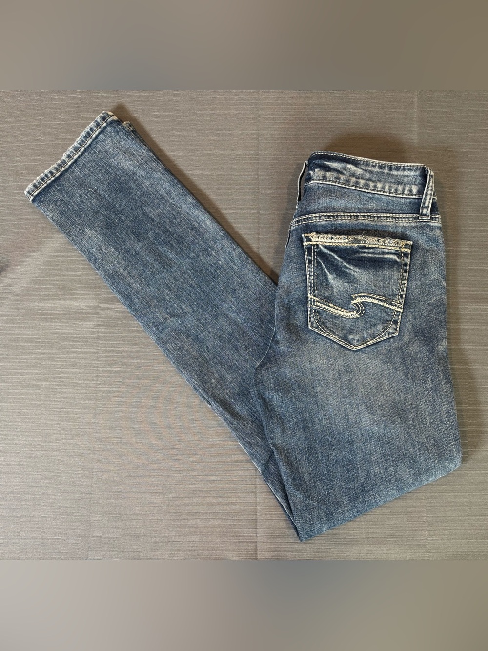 Silver Jeans Suki Straight Jeans W28 Mid Rise Stretch Blue Denim